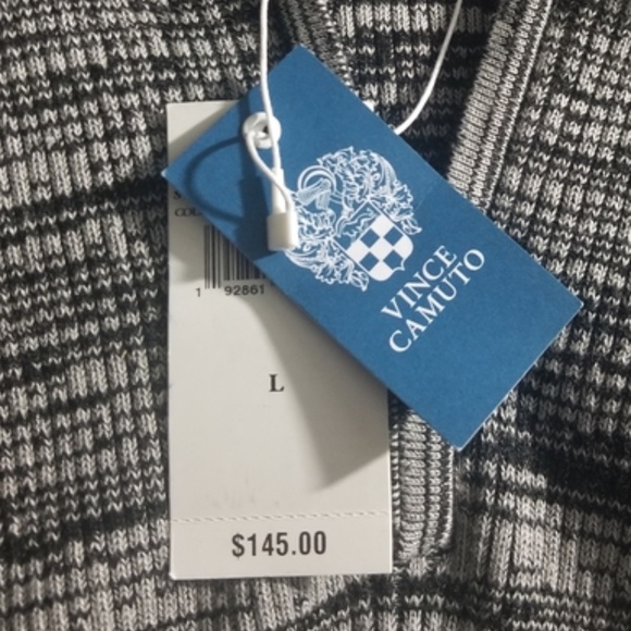 NEW Vince Camuto Quarter Zip Grey Black Sweater L - Picture 2 of 5